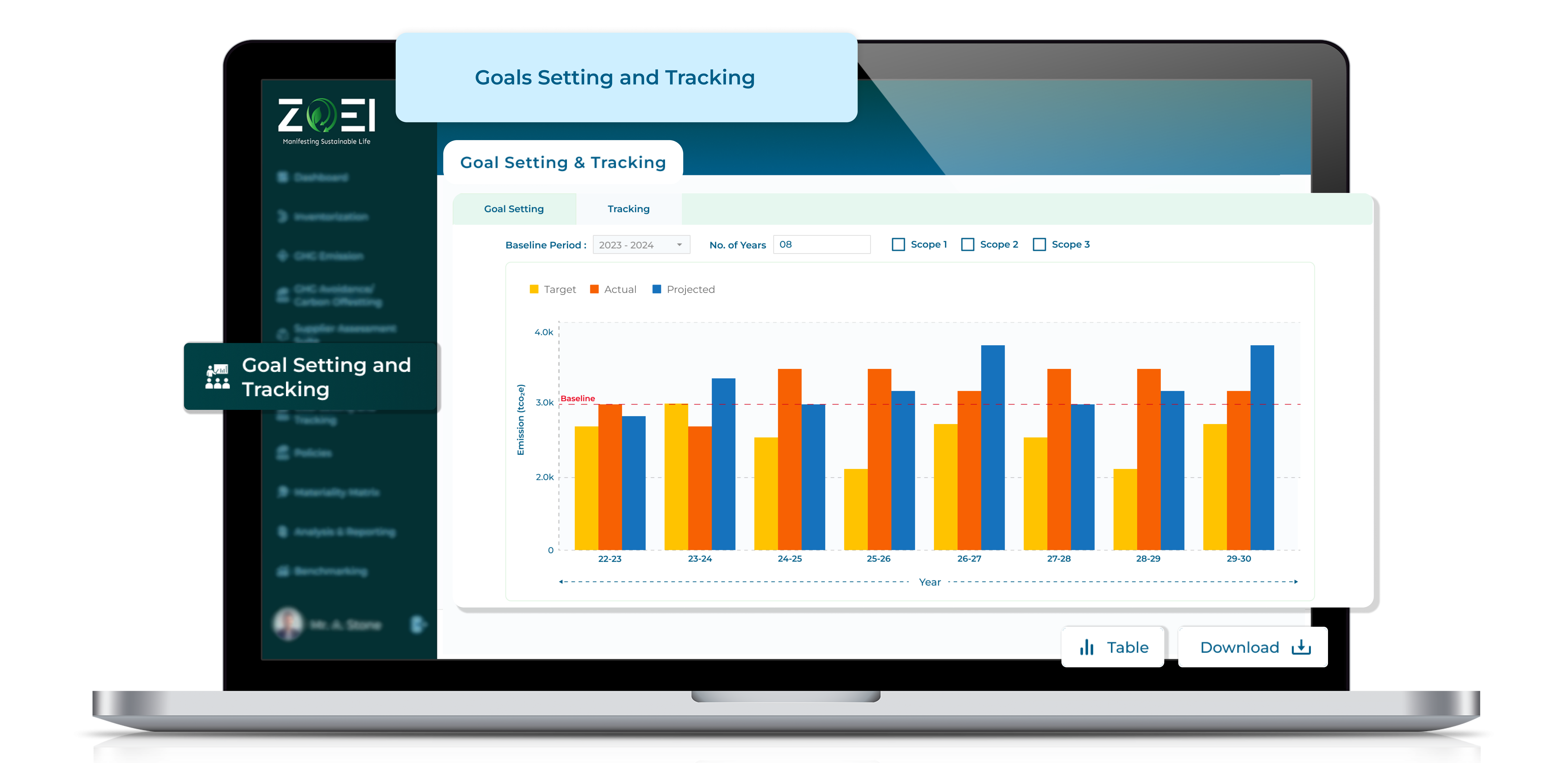 Goal Setting and Tracking Screen
