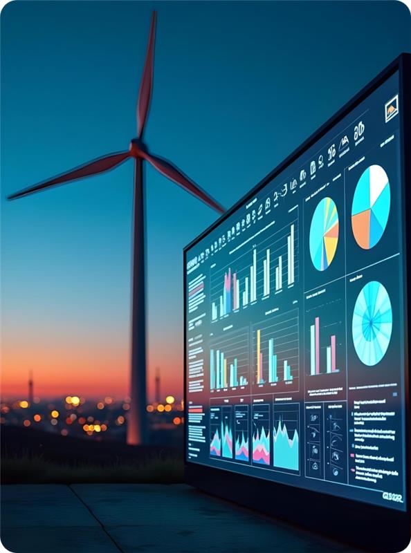 ESG analytics screen showing carbon emissions data through pie charts and graphs